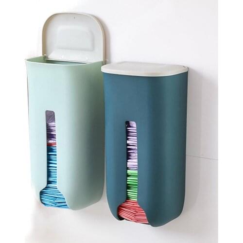 Home Wall-mounted Hanging Kitchen Bathroom Plastic Garbage Bag Storage Rack Box
