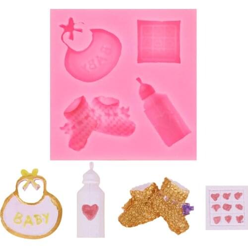 Baby Feeding Bottle Shoes Bib Silicone Mold Cake Decorating Tools DIY Fondant Chocolate Sugarcraft Candy Dessert Baking Mould
