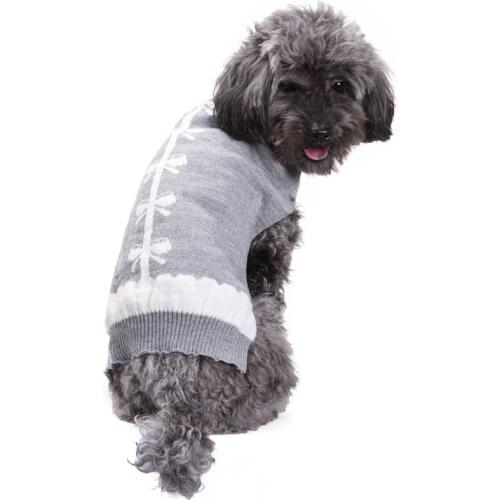 Elegant Gray Winter Chihuahua Pet Small Large Cat Dog Clothes Jumper Sweater Clothing Pug Clothes Costume for Animals XXL