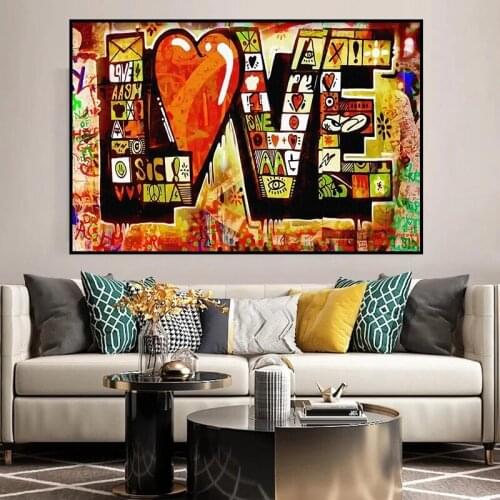 Graffiti Street Art Print LOVE Picture Abstract Canvas PaintingOil Painting Poster Modern Wall Abstract in Livingroom Home Decor