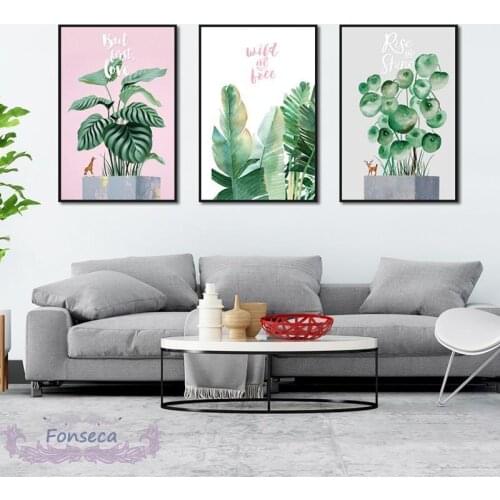 Nordic Plants Green Leaf Canvas Painting Fresh Posters Hd Print Wall Art Pictures For Living Room Bedroom Modern Home Decor