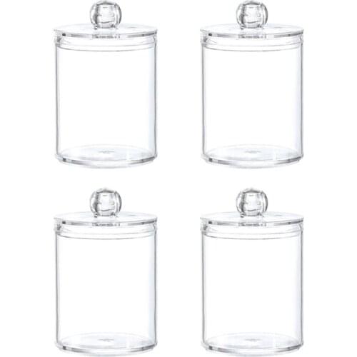 M76F Qtips Storage Box Round Dispenser Clear Cotton Ball Pad Cotton Swab Organizer