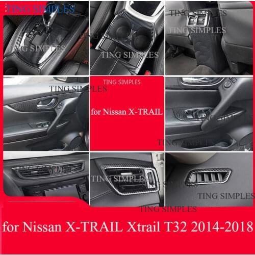 For NISSAN X-Trail XTrail T32 2014/15/16/17/18 Rogue Car Water Cup Holder Cover ABS Carbon fiber Auto Interior Accessories