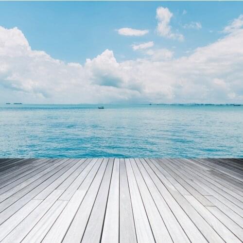 Laeacco Summer Tropical Seaside Holiday Cloudy Weather Visiting Boat Photo Background Baby Customized Photographic Backdrops