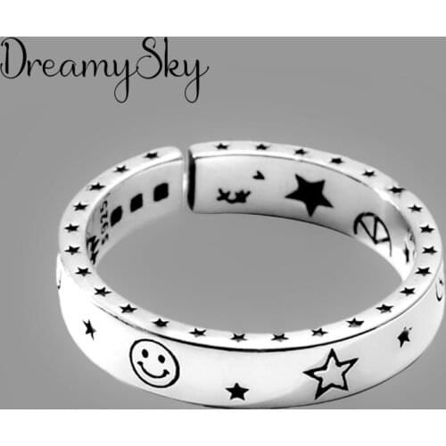 Hot Sale Charming Romantic Moon Star Rings for Women Men Jewelry Adjustable Size Rings Christmas Gift Dropship 2021
