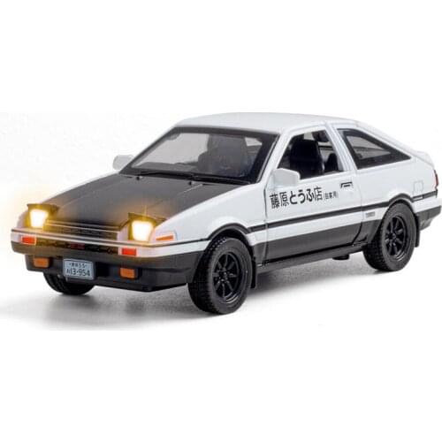 1:32 Toyota AE86 Diecast Alloy Model Car Pull Back Toy With Light Sound For Kid Toys Collection Gifts V240