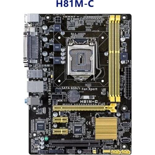 For LGA 1150 Asus H81M-C Motherboard Core i7/i5/i3 16GB USB3.0 DVI Overlocking 16GB Desktop Intel H81 Placa-mãe Used