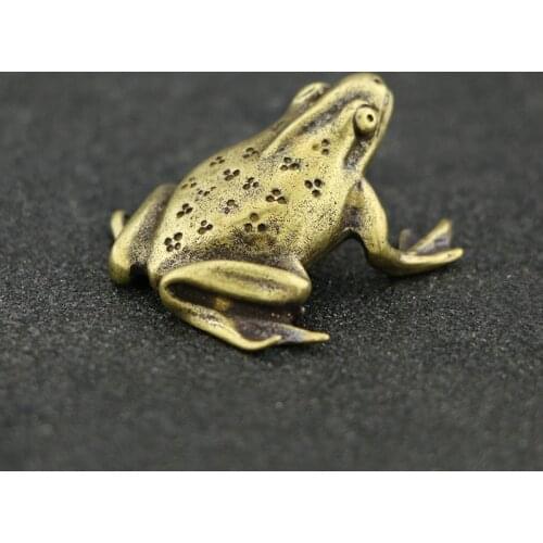 Mini Cute Vintage Brass Frogs Statue Decoration Gifts Antique Brass Animal Figurine Desk Decoration Home Decor Accessories