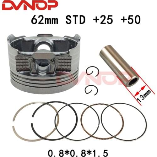 Motorcycle 62 mm Piston 13 mm Pin Ring Set Kit Assembly For HONDA CG150 CGH150 ZJ150 Irbis GS150 150cc