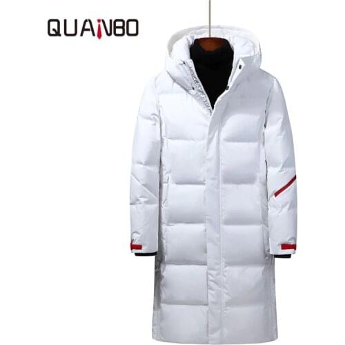 QUANBO 2020 New Winter Mens Down Jacket Fashion Jackets Male X-long Outerwear Brand Clothign White Coat Men Parkas 4XL