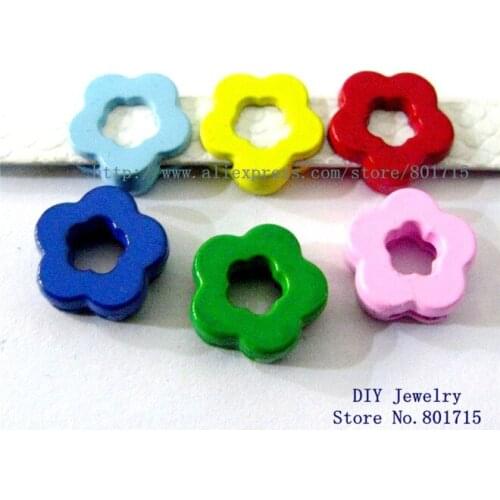 Wholesales 100pcs painting plain flower Internal Dia8mm Can through 8mm band DIY Accessories slide Charm zinc alloy mix color
