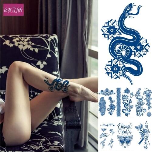 Semi Permanent Tattoos,100% Plant-Based Ink Henna Tattoos, 2 Weeks Long Last Waterproof Temporary Tattoo Stickers