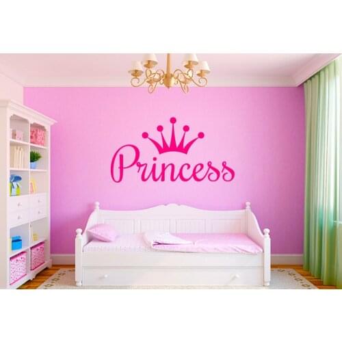 Princess Queen Crown DIY Wall Sticker Art Decals for Kids Room Decor Personalized Girl Name Vinyl Murals Stickers A927