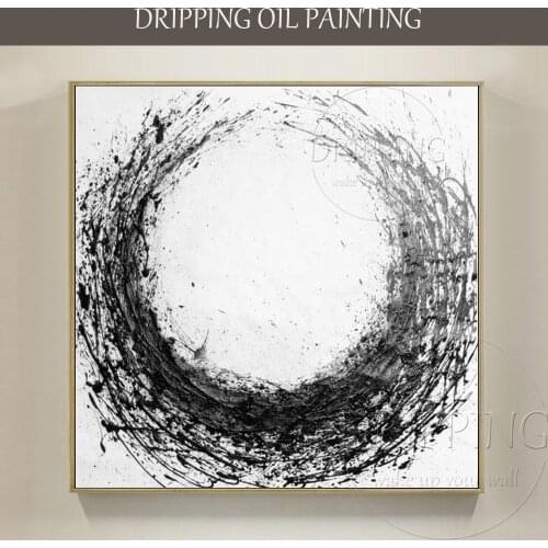 Artist Hand-painted High Quality Modern Abstract Black and White Oil Painting on Canvas Handmade Large Abstract Oil Painting