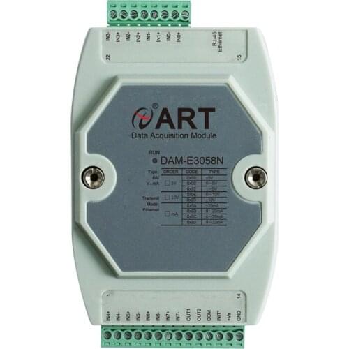 Network port 8-channel analog acquisition module DAM-E3058N input and output module modbus, resolution 16-bit accuracy ± 0.1