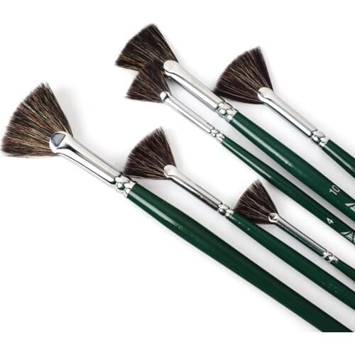 Fan-shaped Marten hair watercolor brush gouache acrylic pen pig Bristles hair oil brush adult beginner hand-painted paint brush