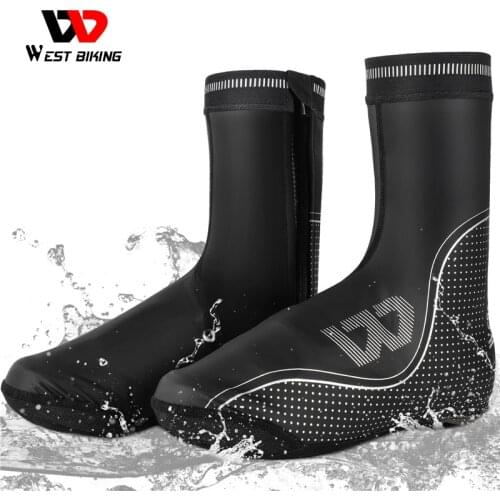 WEST BIKING Waterproof Windproof Cycling Shoe Covers MTB Road Bike Boot Covers Reflective Overshoes Toe Warmer Protector