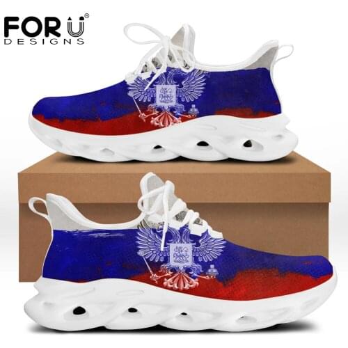 FORUDESIGNS Women Casual Sneakers Flats Russian Flag Prints Lace-up Comfortable Womens Shoes Summer/Spring Lightweight Footwear