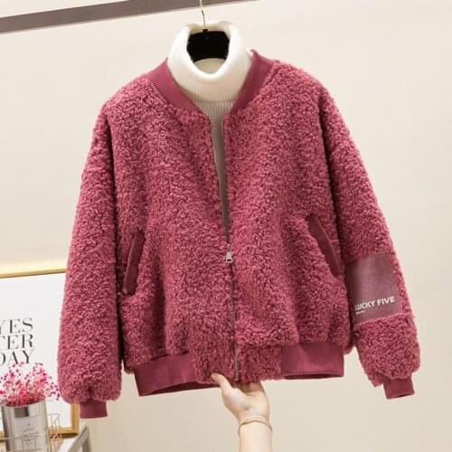 Winter Fashion Women Jacket Double-faced Fur Faux fur Coat Stand Collar Slim Warm Jacket Female Letter Pattern Casual Coat L1779