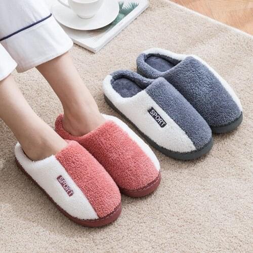 Winter Women Home Slippers Fluffy Warm Shoes Slip on Flats Slides Female Faux Fur House Mute Plush Pantuflas Bedroom Chaussons