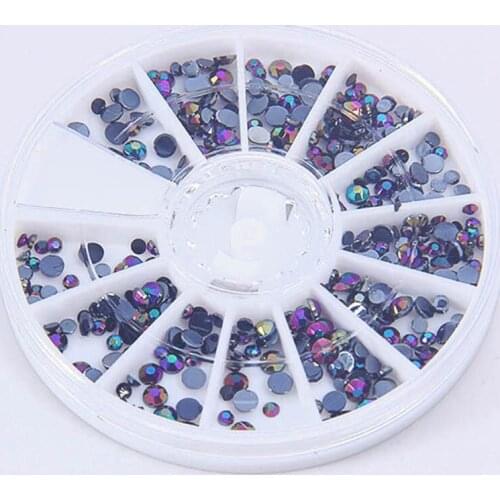 300pcs Black Colorful 3D Nail Art Tips Black Gems Crystal Glitter Rhinestone DIY Nail Decoration Kits