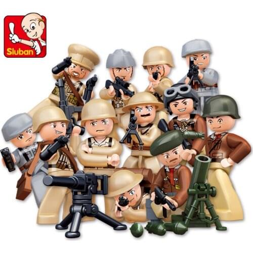 SLuban WW2 12 Set Soldier Minifigures Building Block War Tanks Planes Toys Kids Children Toys For Boys Birthday Christmas Gift