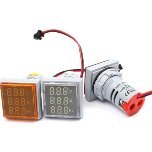 22mm Digital 3in1 AC Ammeter Voltmeter Hz Current LED Voltage Indicator Meter Tester Signal Lights AC 60-500V colorful