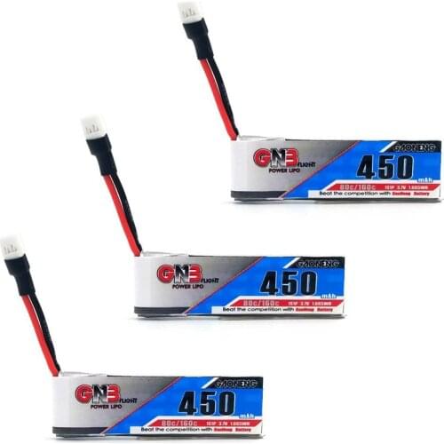 3PCS GNB 450mah 3.7V 80C/160C Lipo battery with PH2.0 Plug for Betafpv snapper 7 K110 Tiny7 Mini FPV Racing Whoop Drone parts