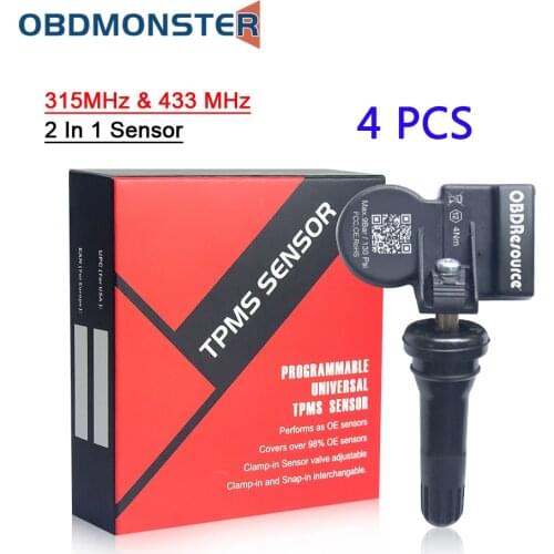OBDResource S1 Car Tyre Pressure Sensor 433/315 MHz 2 In 1 Cloneable Universal Built-in TPMS Sensor work with T1 T2 Tire Repair