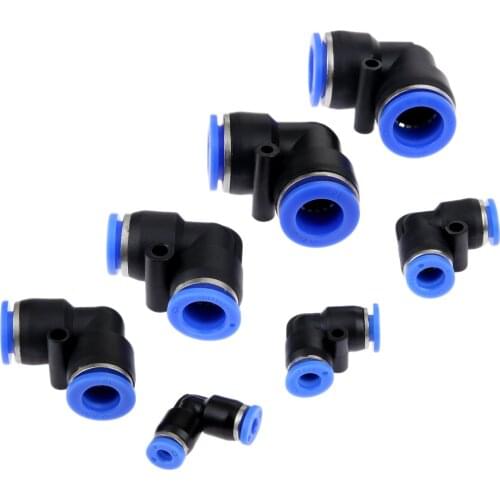 5Pcs Plastic 90Degree L-type Elbow Pneumatic Push In Fittings Quick Connector for Air Water Vacuum Hose Tube 4/6/8/10/12/14/16mm