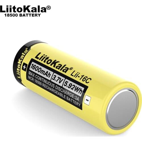 2020 LiitoKala Lii-16C 18500 1600mAh 3.7 V rechargeable battery Recarregavel lithium ion battery for LED flashlight