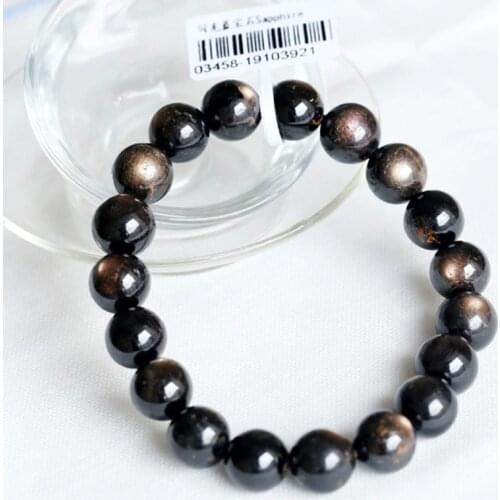 Free Shipping Natural Genuine Black Star Sapphire Finished Stretch Bracelet Smooth Round Loose beads Jewelry DIY 8-14mm