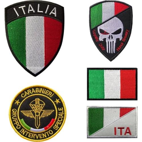Embroidery HOOK&LOOP letter skull patch Italy flag cartoon patches for bag hat badges applique patches for clothing EQ-2410