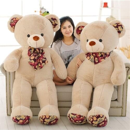 Fancytrader Giant Teddy Bear with Bow Soft Stuffed White Brown Plush Bears Toy 51inch Best Xmas Birthday Gifts