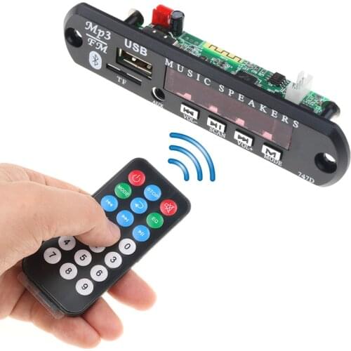 Kebidu Wireless Bluetooth MP3 Decoder Board Module Audio USB TF FM Radio AUX 12V 24V for Car + Remote Control for iPhone Huawei