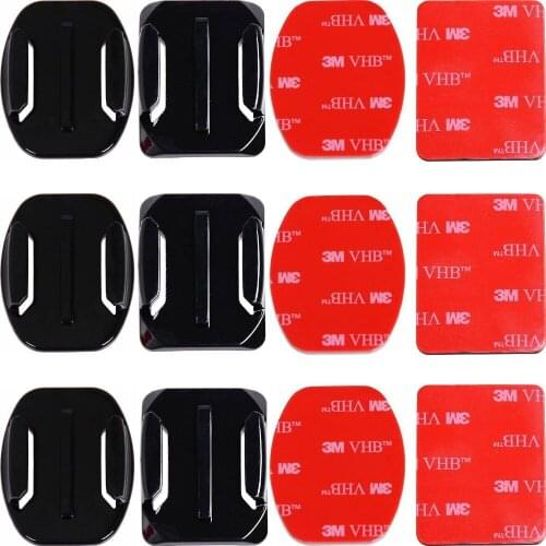 Adhesive Mounts F GoPro Cameras - 3x Curved & 3x Flat Mounts Bundle W/ 3M Sticky