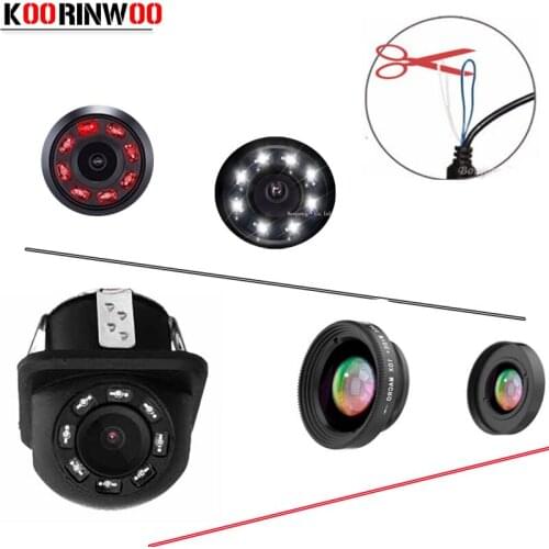Koorinwoo Parking Assis Switch Cable Car Front Camera Car Rear view Camera 8 Lights Reversing Car Night Vision Video System RCA