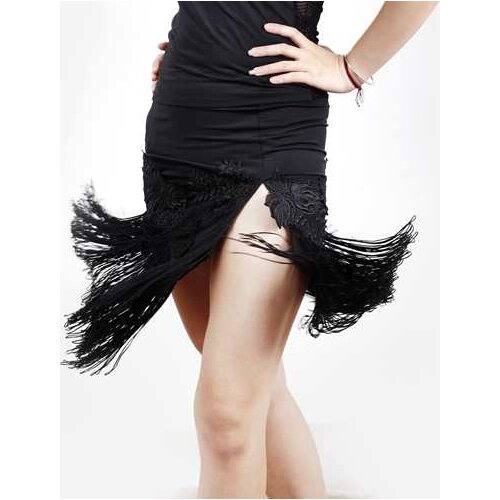 Latin dance lace skirt slit stereo unilateral fringed skirt S12021 Latin