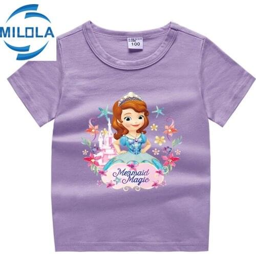 Disney Sofia Summer Boys Cute Pure Color T shirt Kid Children Print Summer Tops Tee T-shirt Baby Casual Home Wear Clothes