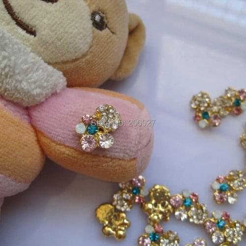 MD-433 10pcs Fancy Rhinestone Gold Deco Metal Charms Metal Deco Charms Nail Art