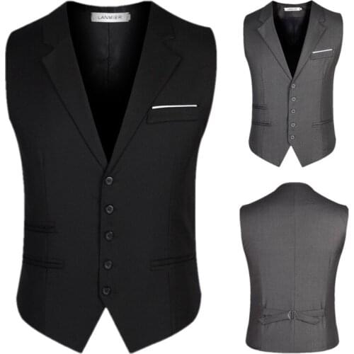 Mens Lapel Collar Suit Vest Business the British Sleeveles Vests Waistcoat