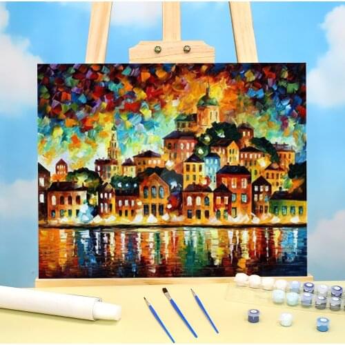 Lovely Harbor Coloring By Numbers Painting Package Acrylic Paints 50*70 Paiting By Numbers Decoration For Kids Handicraft