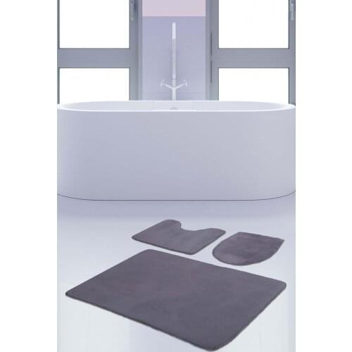 Unicolor Flat Gray pcs set Bath Mat Rug Set Slip-Resistant Toilet Seat Pad