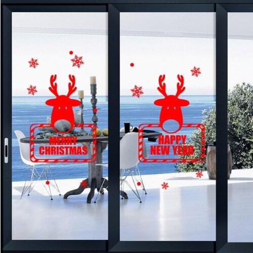 Merry Christmas Deer Window Wall Sticker Christmas Window Glass Xmas Party Gift Wallpaper Home Decor