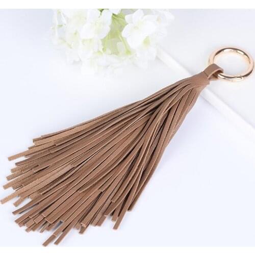 New Fashion Tassel Key Chain Women Cute Tassel KeyChain Bag Accessory PU Leather Tassels Car Key Ring Fringe Jewelry