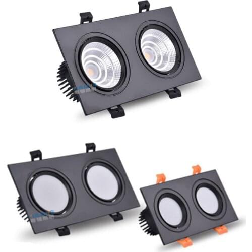 New Aluminum recessed downlights Double square Led Spot Light Dimmable LED COB Ceiling lamp AC85-265V 7W 9W 14W 20W 40w