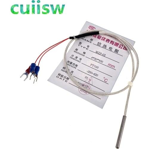 NEW PT100 probe 0.5M RTD Cable Stainless Probe 4*30*500mm 3 Wires Temperature Sensor -50 C to + 400 C