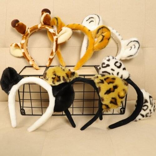10pcs Halloween Animal Ear Hair Band Hair Hoop Children Toy Cosplay Animal Decoration Christmas Giraffe Tiger Panda White Tiger