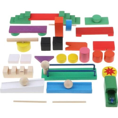 24pcs Wooden Blocks Domino Roadblocks Math Science Learning Educational Toys Birthday Gift for Children Toddler Kids