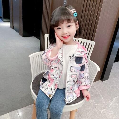 Coat For Girl Cat Pattern Outerwear Coat For Girls Casual Style Kids Coats Spring Autumn Kids Clothes Girl